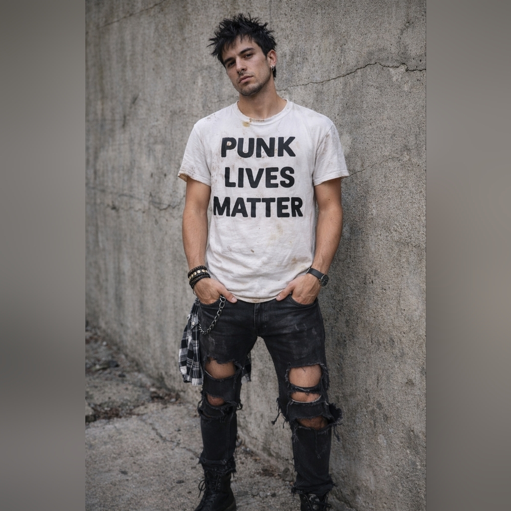 Punk Lives Matter Graphic Tee Shirt S Thrashed Punk Protest S/S Grunge Undergrou